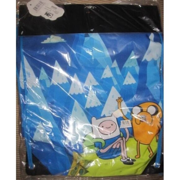 Licensed New Adventure Time Finn & Jake Cartoon Mountain Cinch Bag Backpack Tote - Picture 1 of 4